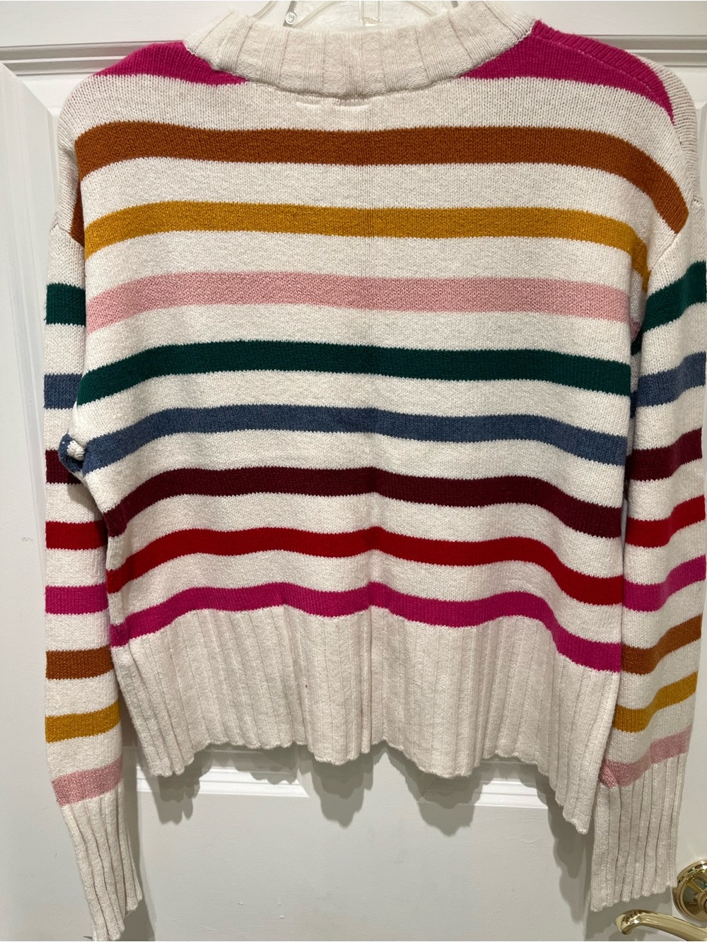 NWT GAP Soft Knit White Multicolor Stripe Ribbed Sweater Size Small - Picture 9 of 12